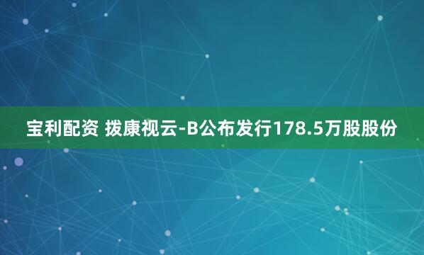 宝利配资 拨康视云-B公布发行178.5万股股份